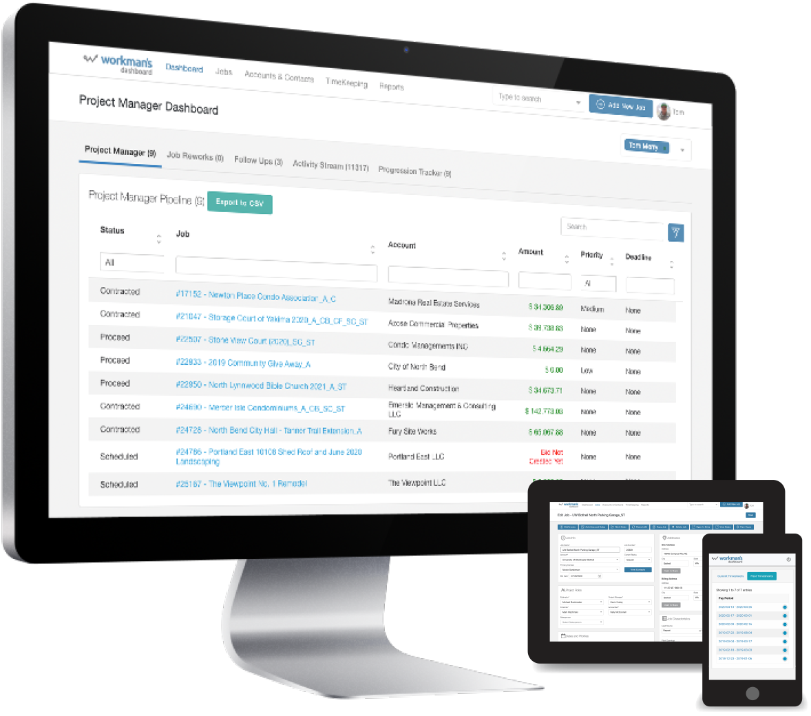 Workman's Dashboard Job Management System Software for Specialty Contractors